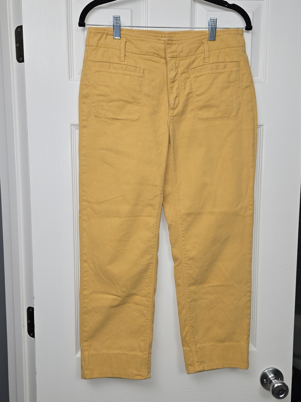 LOFT Mustard Yellow Utility Cargo Pants High Rise Ankle Straight Leg Size 4